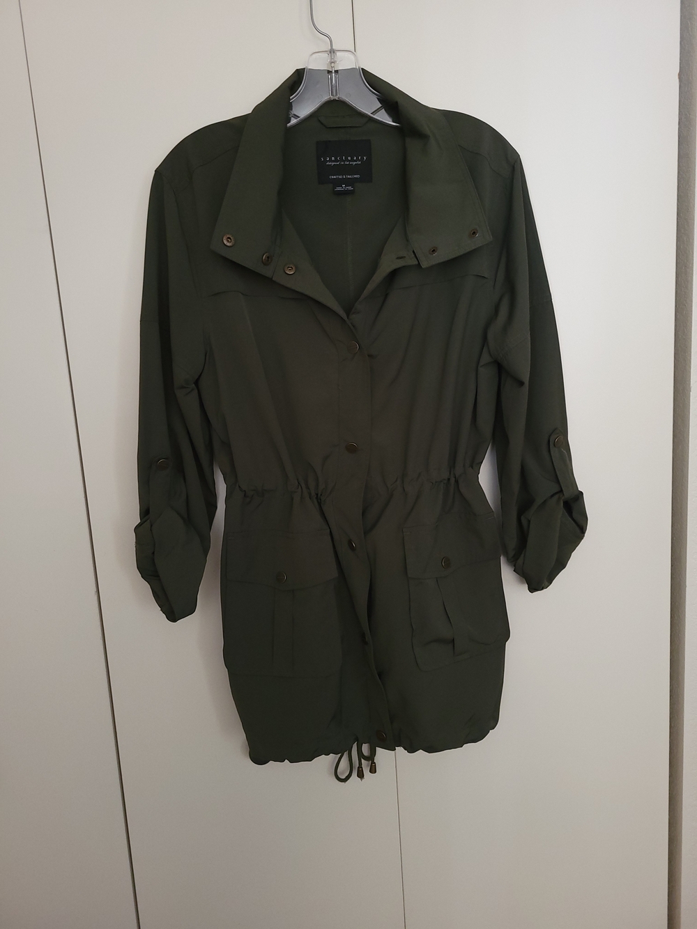 Sanctuaty Olive Green Utility Jacket with Drawstring Waist